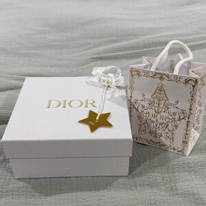 Dior White and Gold Gift Box with Decorative Bag with Star Ornament